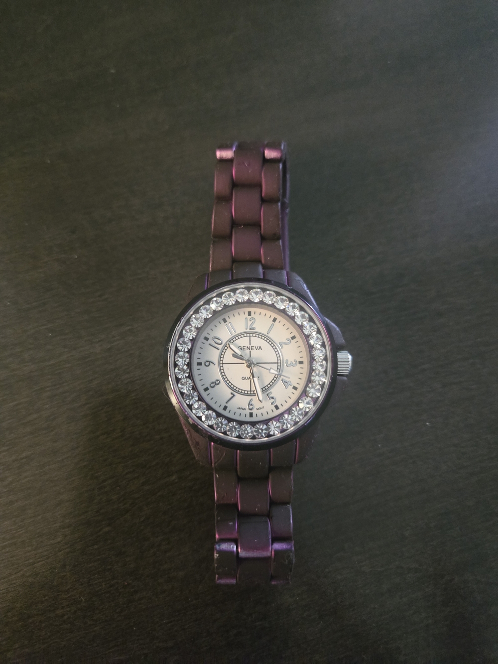 Geneva Purple Crystal Bezel Bracelet Watch